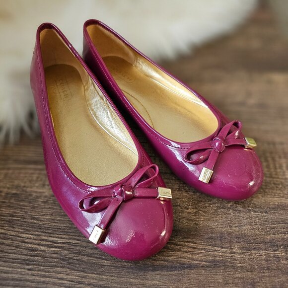 Coach Dotty Leather Ballet Flats, in Glosssy Magenta/Pink 6 B - Picture 1 of 8